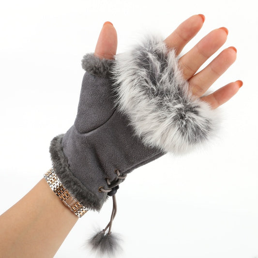 1 Pair Women Winter Warm Gloves Sexy Faux Rabbit Fur Hand Wrist Warmer Fingerless Gloves